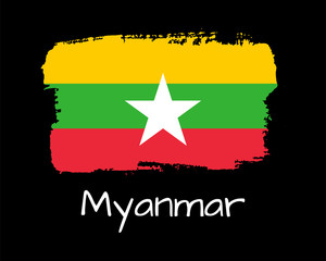 Hand draw Myanmar flag. Vector
