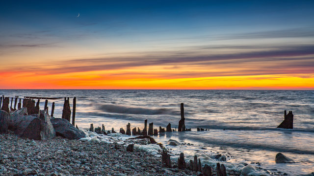 Sunset at Juno Beach in Normandy