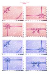 Pink and blue vintage newborn cards. Vector set of retro greeting newborn cards.