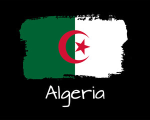 Isolated Hand draw Algeria flag. Vector