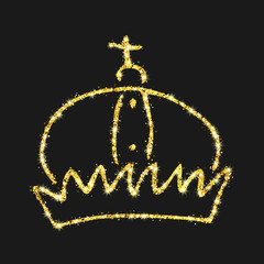 Gold glitter hand drawn crown