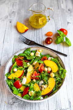 High Angle View of fresh salad in bowl on table