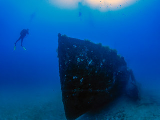 Wreck of the MV Cominoland off the coast of Gozo, Malta