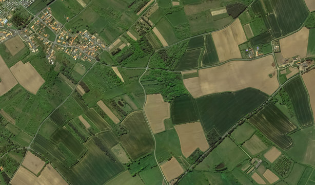 Fototapeta coast, streets and infrastructure of Bretigny-sur-Orge from a bird's eye view 2019