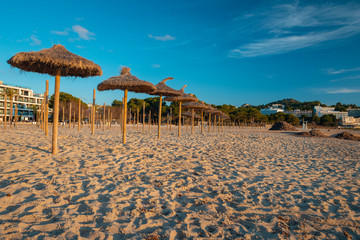 beach with umbrellas