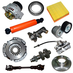 big collection of mechanical auto parts for maintenance and car repair