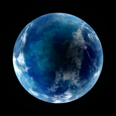 planet sphere globe on black background