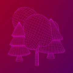 Mesh image of trees. Low poly background. Eco vector. Wireframe low poly mesh vector illustration
