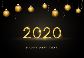2020 Happy New Year background with gold text.