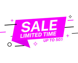Sale banner template design. Limited time up to 50% discount. Modern vector illustration