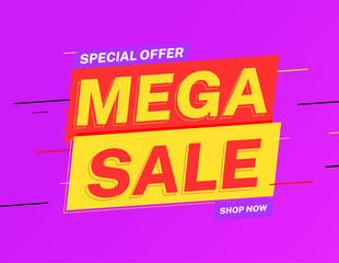 Mega sale discount banner design. Special offer graphic Modern vector illustration template