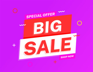 Big sale banner template design. Special offer discount. Modern vector illustration background