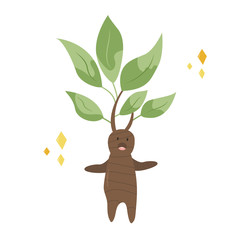 Naklejka premium Funny screaming mandrake, a cute character design