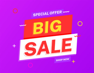 Big sale banner template design. Special offer discount. Modern vector illustration background