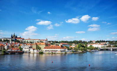 Fototapeta premium View of the city of Prague and the Vltava River.