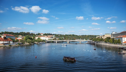 Fototapeta na wymiar View of the city of Prague and the Vltava River.