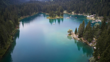 Fototapeta premium Lake Caumasee in Switzerland Aerial