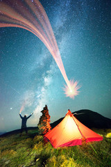 Tent alpine starry night © panaramka
