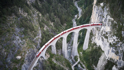 Swiss Landwasser viaduct in summertime