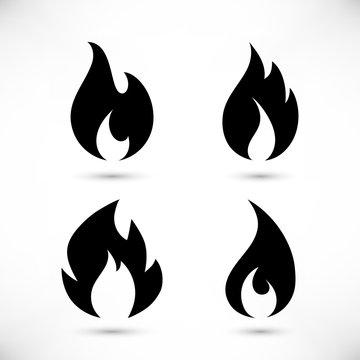 Gas blue flames simple silhouette set