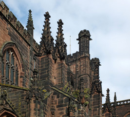 Obraz premium close up view of medieval stonework on the historic chester cathedral