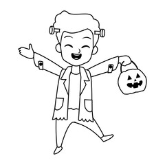 little boy with frankenstein costume character