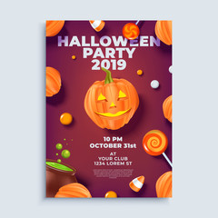 Halloween party layout poster or flyer template.