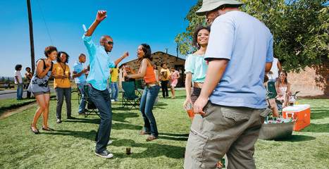 African friends at house party
