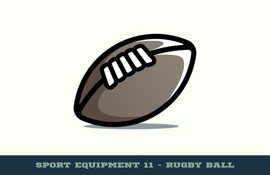 Vector rugby ball icon. Game equipment. Professional sport, classic american football ball for official competitions and tournaments. Isolated illustration