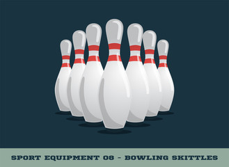 Vector bowling skittles icon. Game equipment. Professional sport, classic skittle for official competitions and tournaments. Isolated illustration