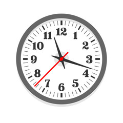 White clock icon, single isolated vector illustration. Office clock with numerals