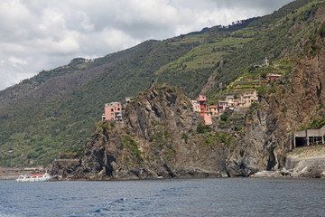 Italy. Cinque Terre. Riomaggiore. View from seaside