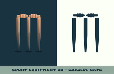Vector cricket gate icon. Game equipment. Professional sport, classic gate for official competitions and tournaments. Isolated illustration