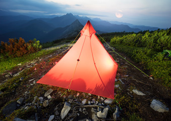 Tent alpine starry night