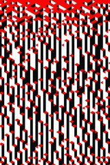 Abstract Isometric Geometric Pattern with Squares. Black, White and Red Cubic Texture. View Futuristic City. 3D Illustration