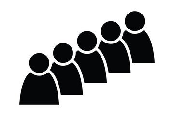5 people icon. Group of persons. Simplified human pictogram. Modern simple flat vector icon