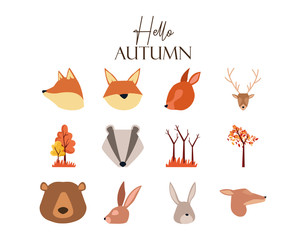 bundle of autumn season animals
