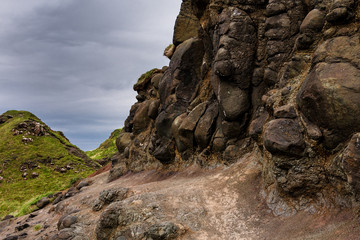 Ireland - coast view, green landscape, rough coasts, cliffs, monastery, graveyards and cloisters