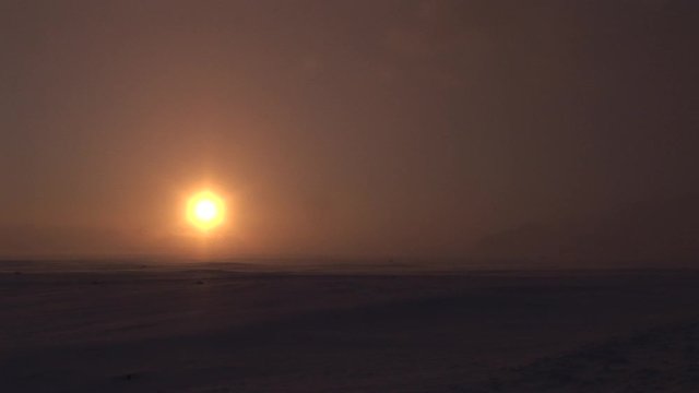 Sunset over polar tundra, wide