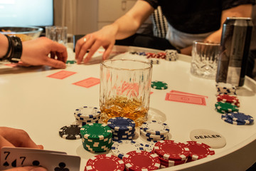 playing cards in hand