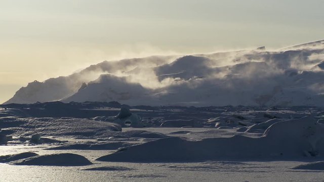 Frozen tundra landscape in Iceland, wide