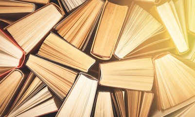 Naklejka premium Book pile literature hardback leisure fiction read