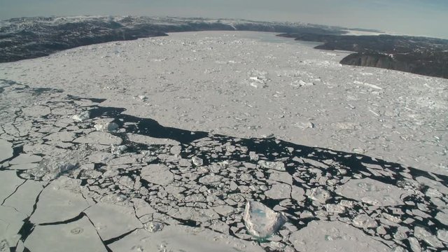 Flying Over Cracking Sea Ice, Helicopter Point Of View