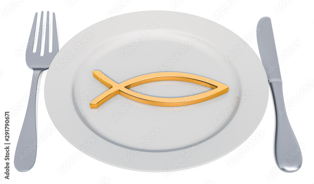 Poster fasting and abstinence in the christian religion concept. 3d rendering