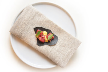 Deli meat with pear puree