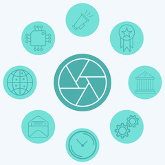 Camera shutter vector icon sign symbol