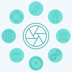 Camera shutter vector icon sign symbol