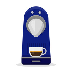 Coffee maker and cap of coffee isolated on white background. Vector illustration.