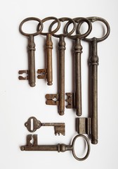 Original collection keys for old door locks in houses and gates