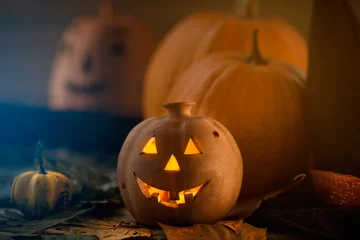 Sierkussen Jack o Lantern - autumn Halloween holiday concept background © lordn